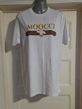 Moocci White Graphic Womens T-Shirt